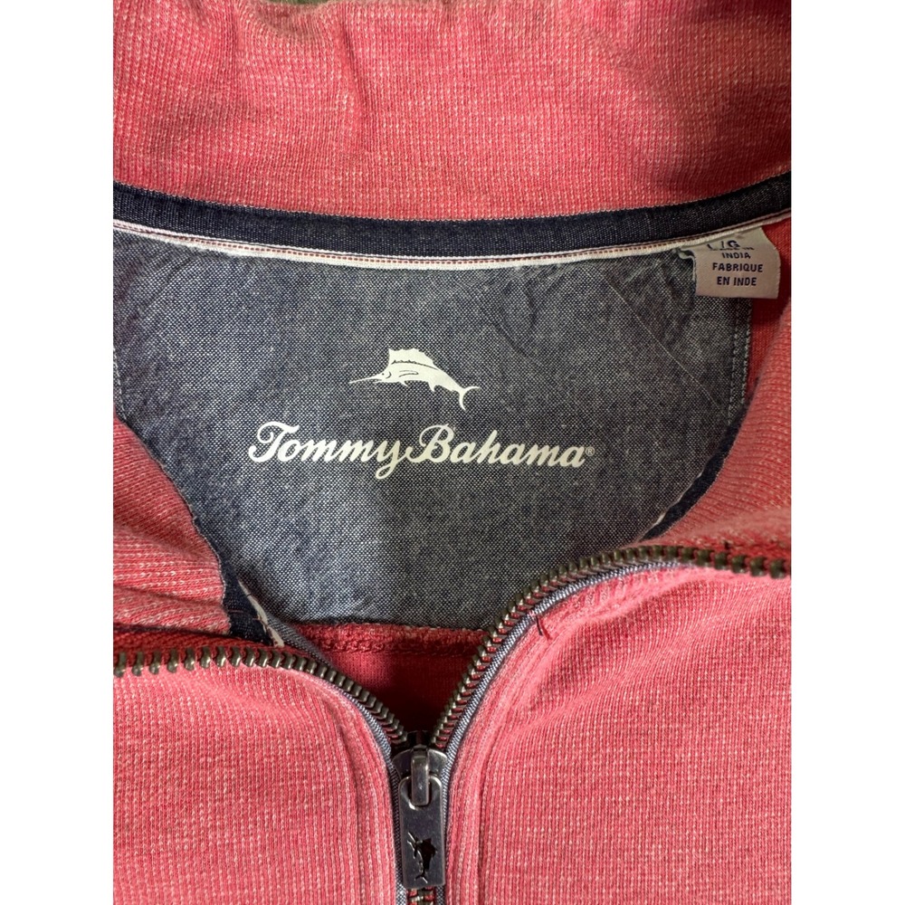 Tommy Bahama Mens Coral Pink Heather Quarter Zip Pullover Sweatshirt Large - Picture 2 of 8
